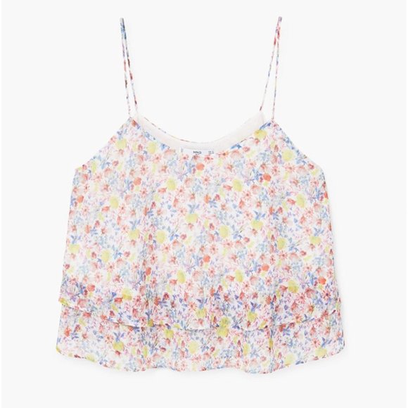 Lightweight Floral Print Tiered Chiffon Tank - XS - Picture 2 of 7